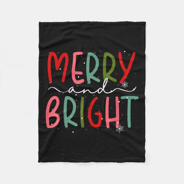 Merry And Bright Christmas Women Girls Kids Toddle Fleecedecke (Vorderseite)