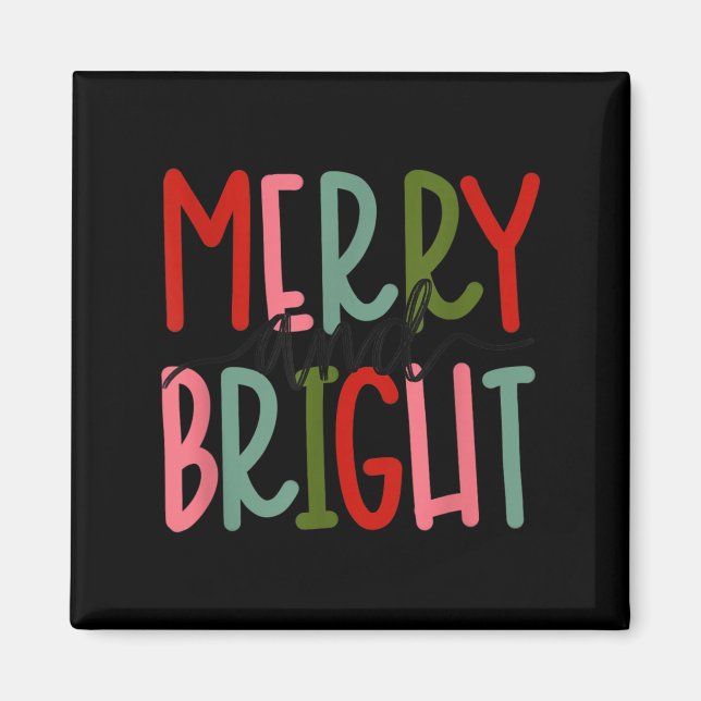 Merry And Bright Christmas Women Girls Kids Toddle Magnet (Vorne)