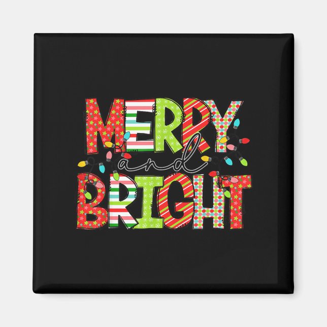 Merry And Bright Christmas Women Girls Kids Toddle Magnet (Vorne)