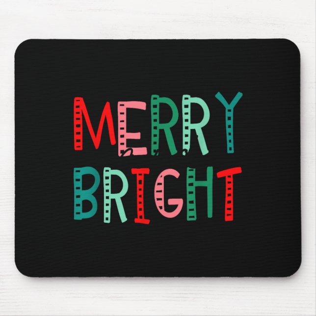 Merry And Bright Christmas Women Girls Kids Toddle Mousepad (Vorne)