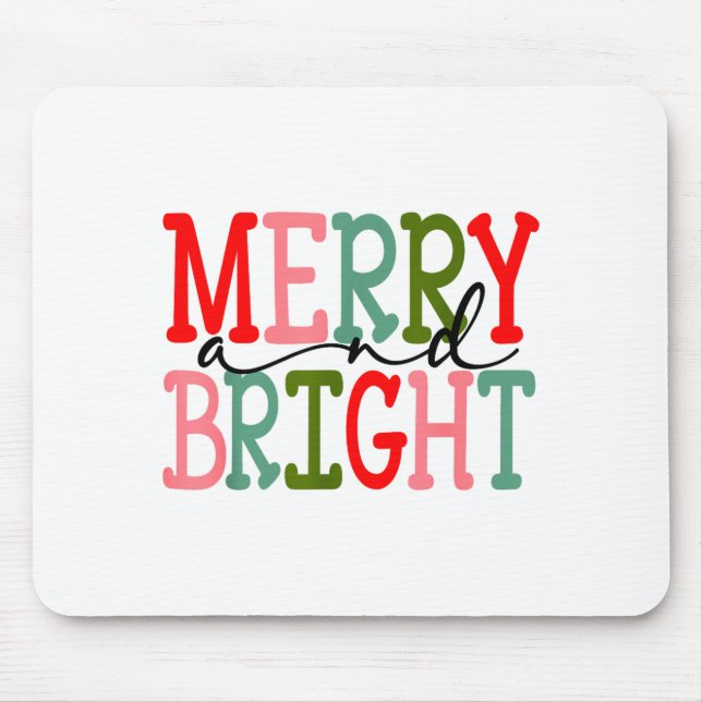 Merry And Bright Christmas Women Girls Kids Toddle Mousepad (Vorne)