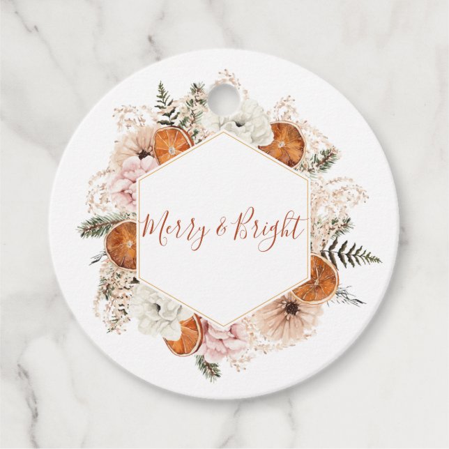 Merry and Bright Citrus Pine Holiday Geschenkanhänger (Vorderseite)