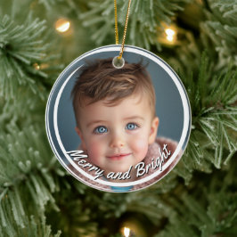 Merry and Bright Custom Baby Foto Keramik Ornament