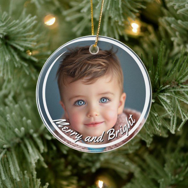Merry and Bright Custom Baby Foto Keramik Ornament (Baum)