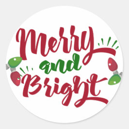 Merry and Bright Design Runder Aufkleber