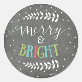 Merry and Bright Dots Weihnachtsaufkleber Runder Aufkleber