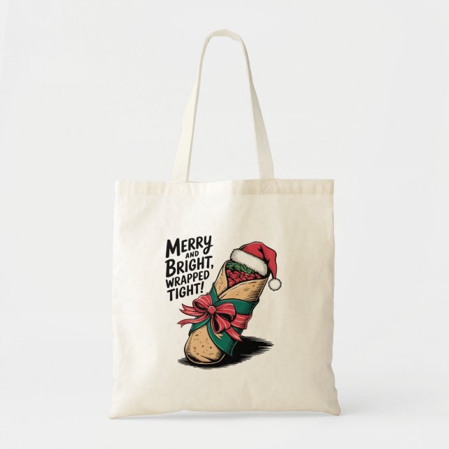 Merry and Bright: Ein festliches Weihnachtsburrito Tragetasche (Vorne)
