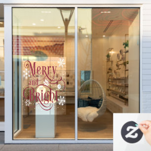 Merry and Bright, Elegant Gold Store Win Fensteraufkleber