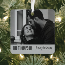 Merry and Bright elegantes Paar Foto Stiltext Ornament Aus Metall