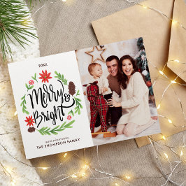 "Merry and Bright" festlicher, handgemalter Kraut Feiertagskarte