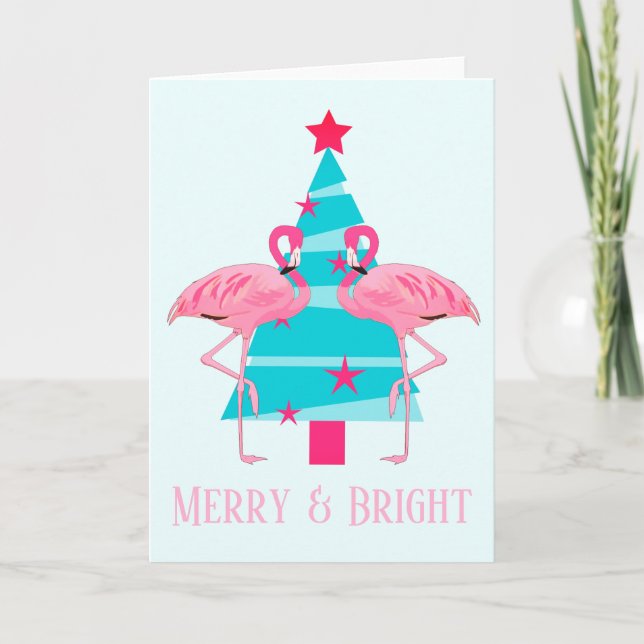Merry and Bright Flamingos Beach Thema Weihnachten (Vorderseite)