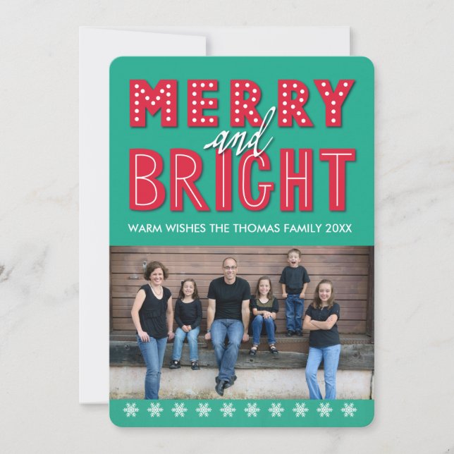 Merry and Bright Foto Card Feiertagskarte (Vorderseite)