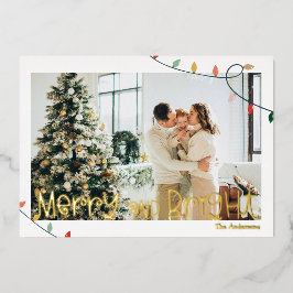 Merry and Bright Foto Foil Holiday Card Folien Feiertagskarte
