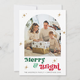 Merry and Bright Foto Holiday Card Boho Weihnachte Feiertagskarte