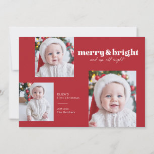 Merry and Bright Funny Babys Erste Weihnachtskarte Feiertagskarte
