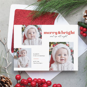 Merry and Bright Funny Babys Erste Weihnachtskarte Feiertagskarte