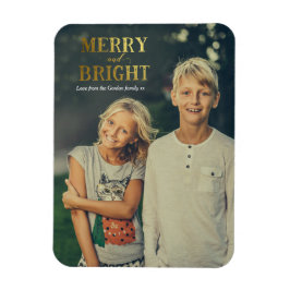 Merry and Bright Gold Magnetfotokarte Magnet