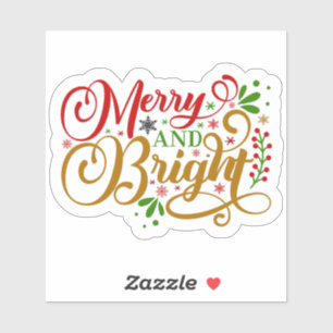 Merry and Bright Holiday Aufkleber