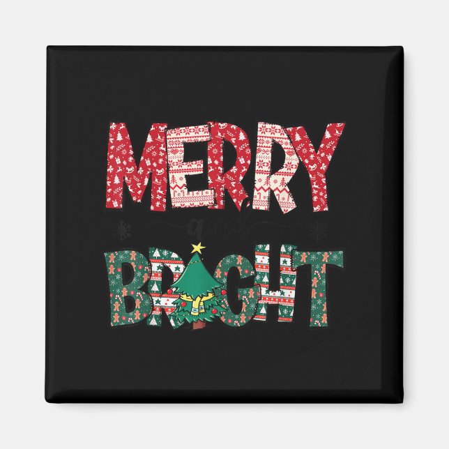 Merry And Bright Holiday Christmas Family  Magnet (Vorne)