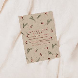 Merry and Bright Holiday Christmas Invite Einladung