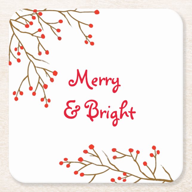 Merry and Bright Holiday Party Paper Untersetzer (Vorderseite)
