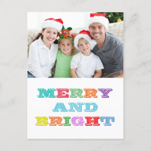 MERRY and BRIGHT Holiday Postcard Feiertagspostkarte