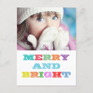 MERRY and BRIGHT Holiday Postcard Feiertagspostkarte