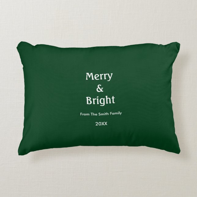 Merry And Bright Hunter Green Christmas Gift Decor Dekokissen (Vorderseite)