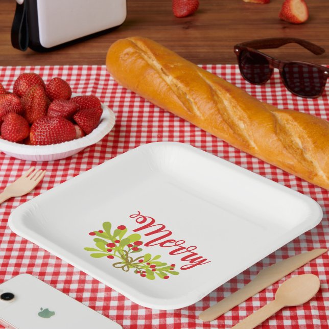 Merry and Bright Ivy Holiday Party Pappteller (Picknick)