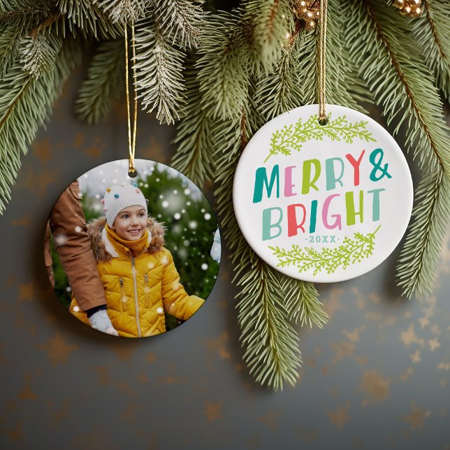 Merry and Bright Keepake Foto Ornament (Von Creator hochgeladen)