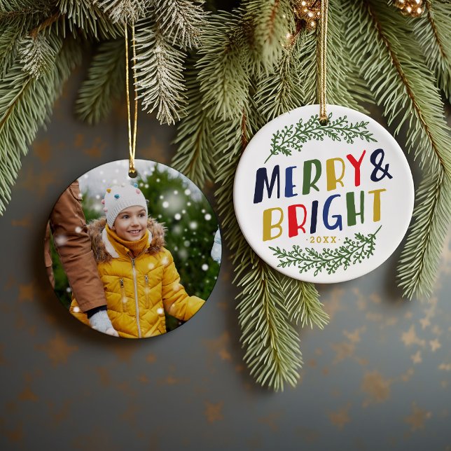 Merry and Bright Keepake Foto Ornament (Von Creator hochgeladen)