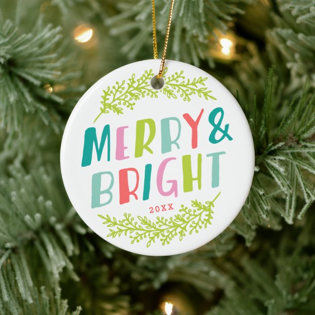 Merry and Bright Keepsake Photo Ornament (Baum)