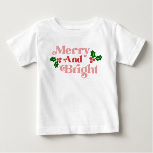 Merry and Bright - Klassische Holiday Typografie Baby T-shirt