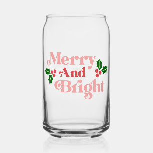 Merry and Bright - Klassische Holiday Typografie Dosenglas