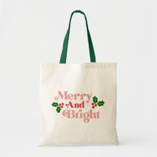 Merry and Bright - Klassische Holiday Typografie Tragetasche