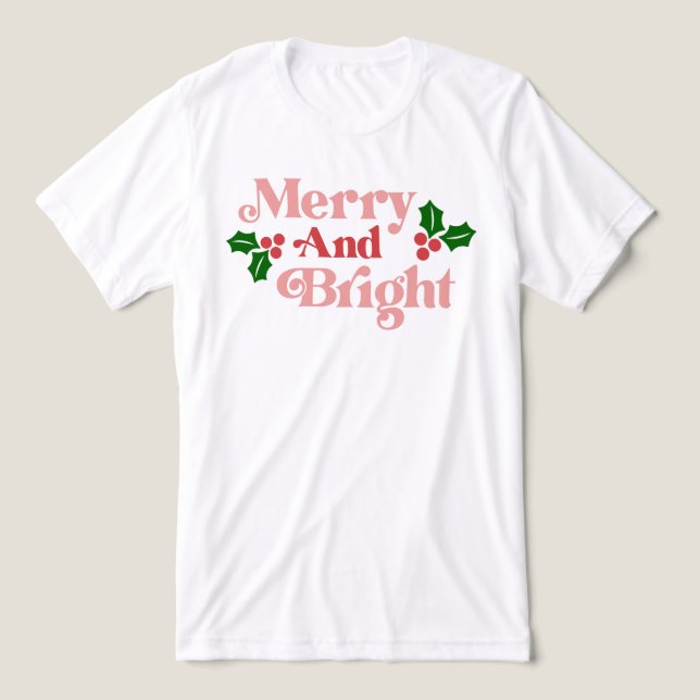 Merry and Bright - Klassische Holiday Typografie Tri-Blend Shirt (Design Vorderseite)