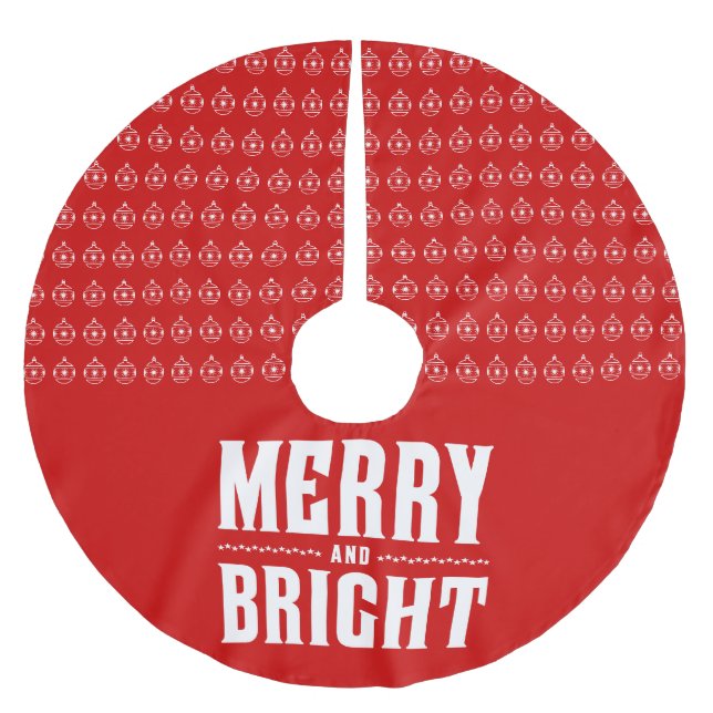 Merry and Bright Letterpress Style No. 507 Polyester Weihnachtsbaumdecke (Vorderseite)