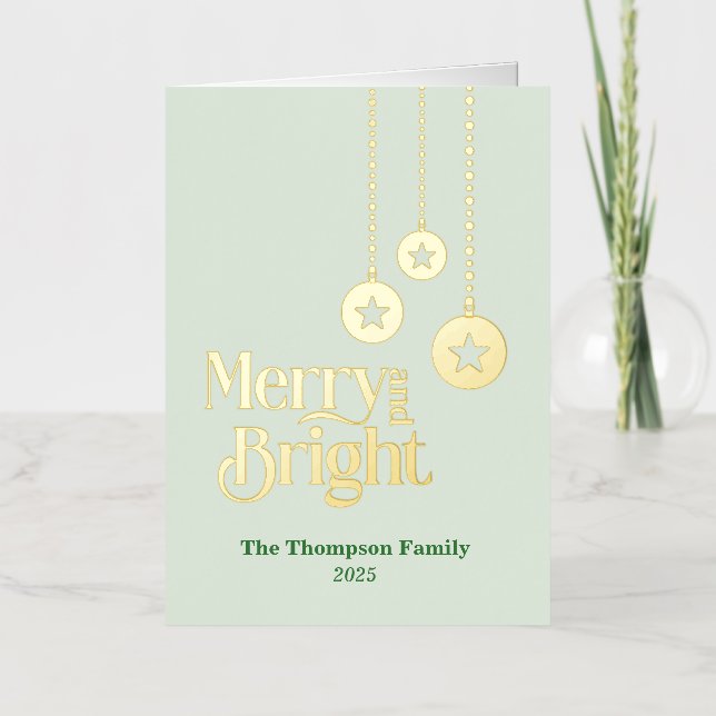 "Merry and Bright" Light Green Foll Foil Holiday (Vorderseite)