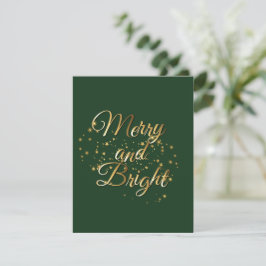 Merry and Bright Luxe, Dark Green & Gold Design Feiertagskarte