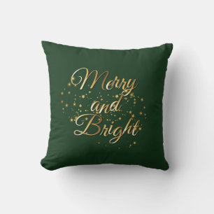 Merry and Bright Luxe, Dark Green & Gold Design Kissen