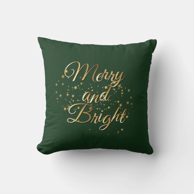 Merry and Bright Luxe, Dark Green & Gold Design Kissen (Vorderseite)