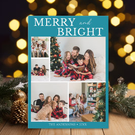 Merry and Bright Minimalist photo Family Christmas Einladung