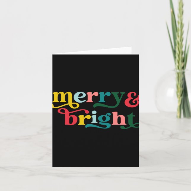 Merry And Bright Modern Christmas Womens T Shirt  Karte (Vorderseite)