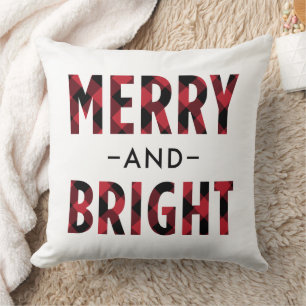 Merry and Bright Modern Red Buffalo Kariert Kissen
