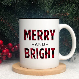 Merry and Bright Modern Red Buffalo Kariert Zweifarbige Tasse