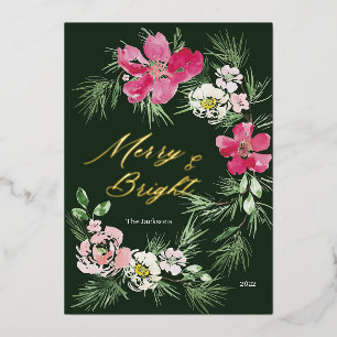 Merry and Bright Modern Scripted Design Folien Feiertagskarte