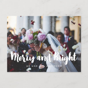 Merry and Bright Modernes Hochzeitsfest Foto Postkarte