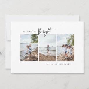 Merry and Bright Modernes Minimalistisches Foto Feiertagskarte