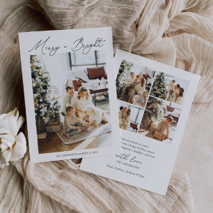 Merry and Bright Modernes Minimalistisches Foto Feiertagskarte