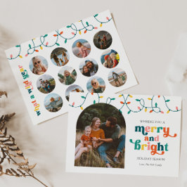 Merry and Bright Multi Foto Holiday Card Feiertagskarte